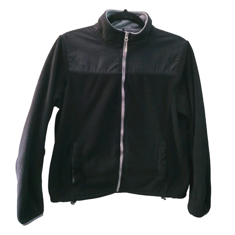 Prince & Fox Womens Sz L Black Fleece Jacket Zippered Front Outerwear